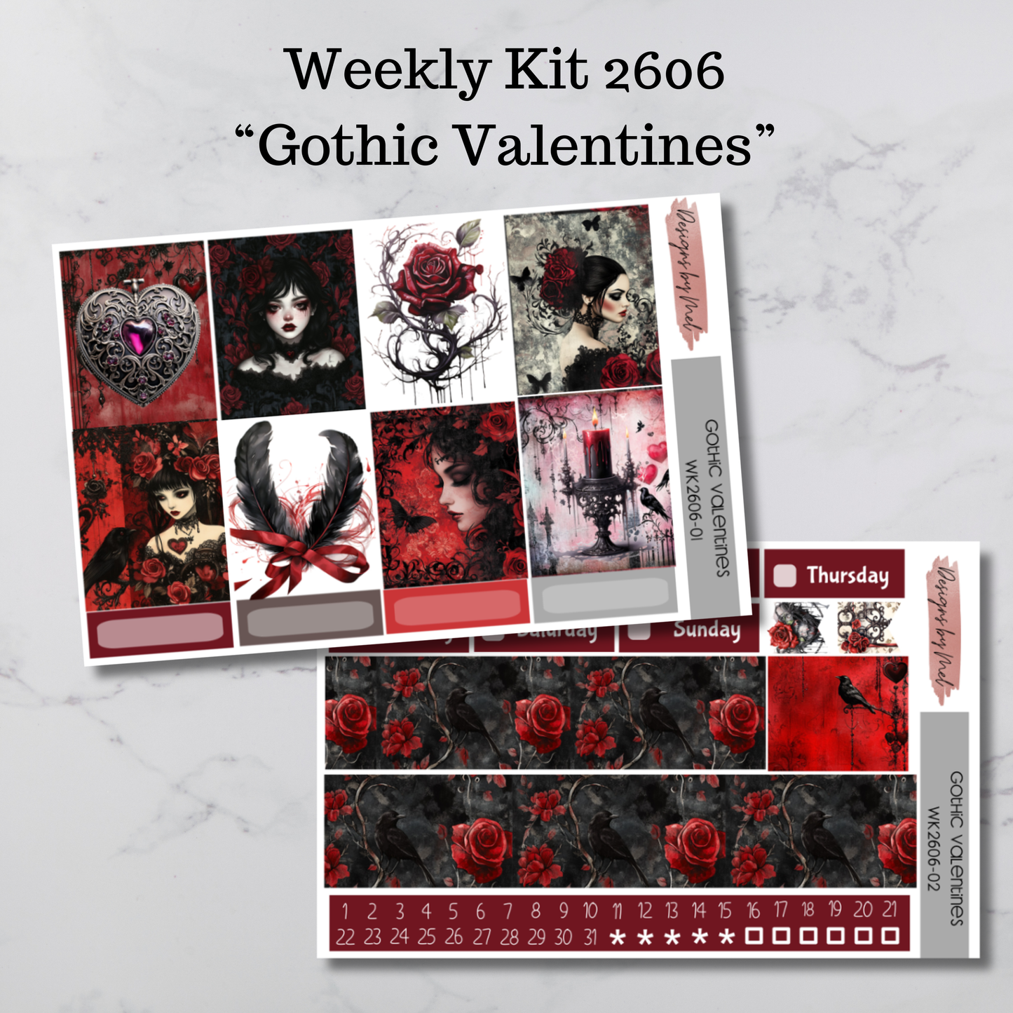Weekly Kit 2606 - Gothic Valentines - Vertical Layout