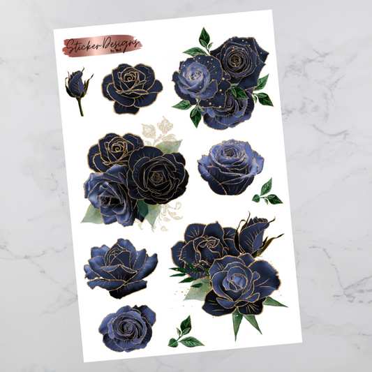 Navy Blue & Gold Florals - Floral Deco