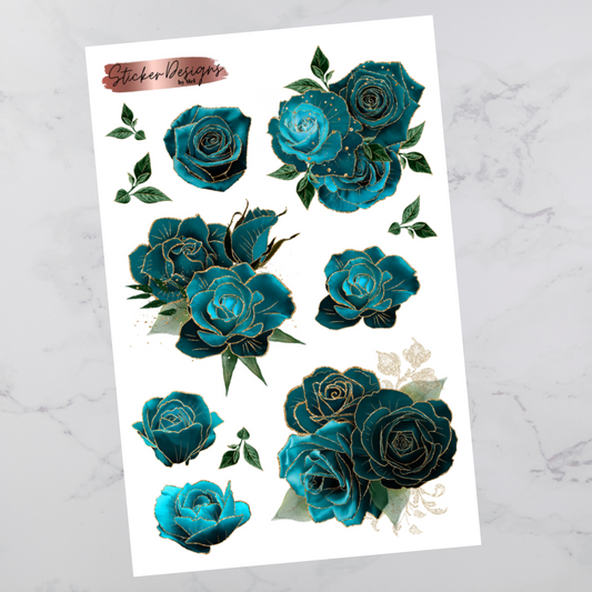 Teal & Gold Florals - Floral Deco