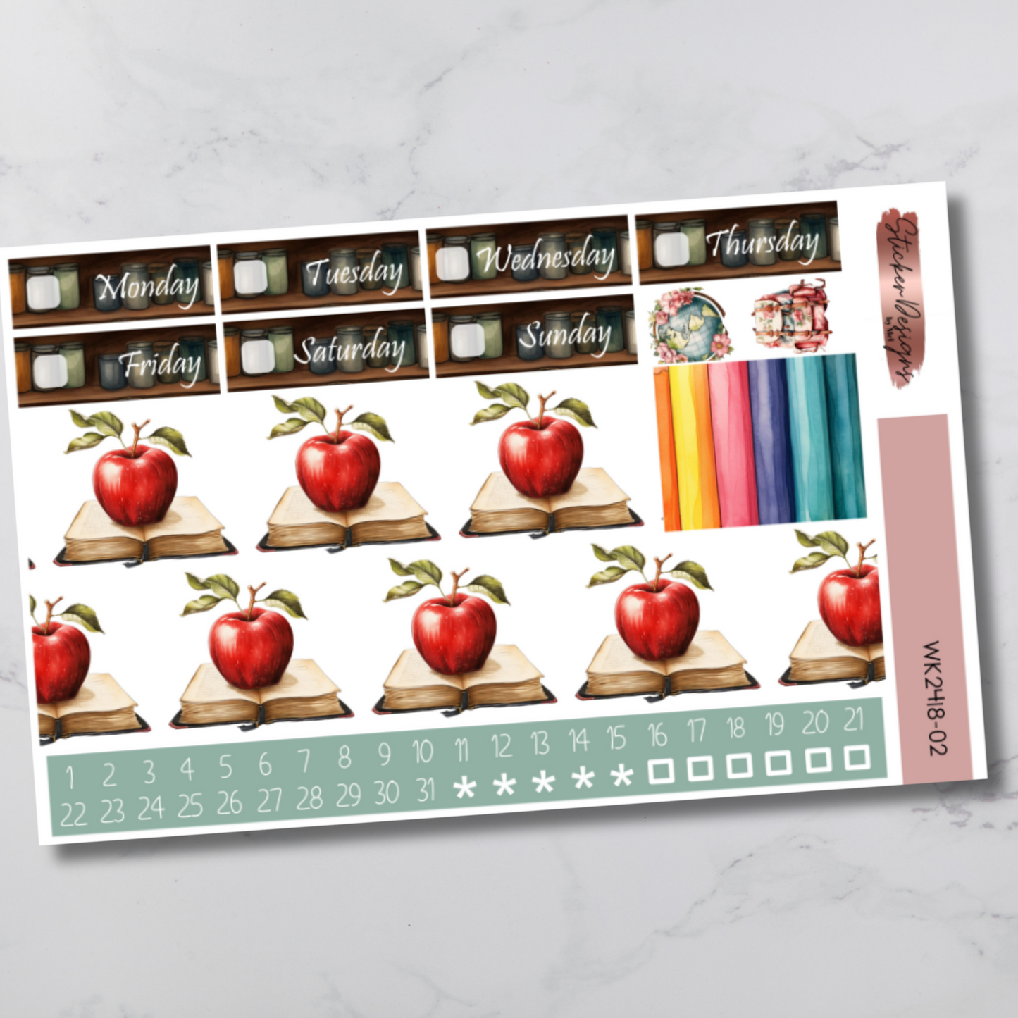 Weekly Kit 2418 - Watercolour Back to School - Vertical Layout