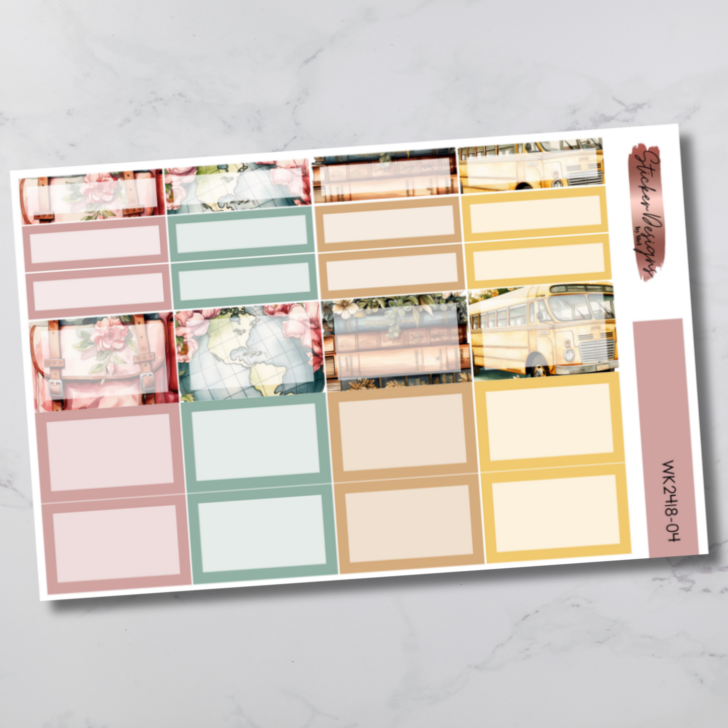 Weekly Kit 2418 - Watercolour Back to School - Vertical Layout