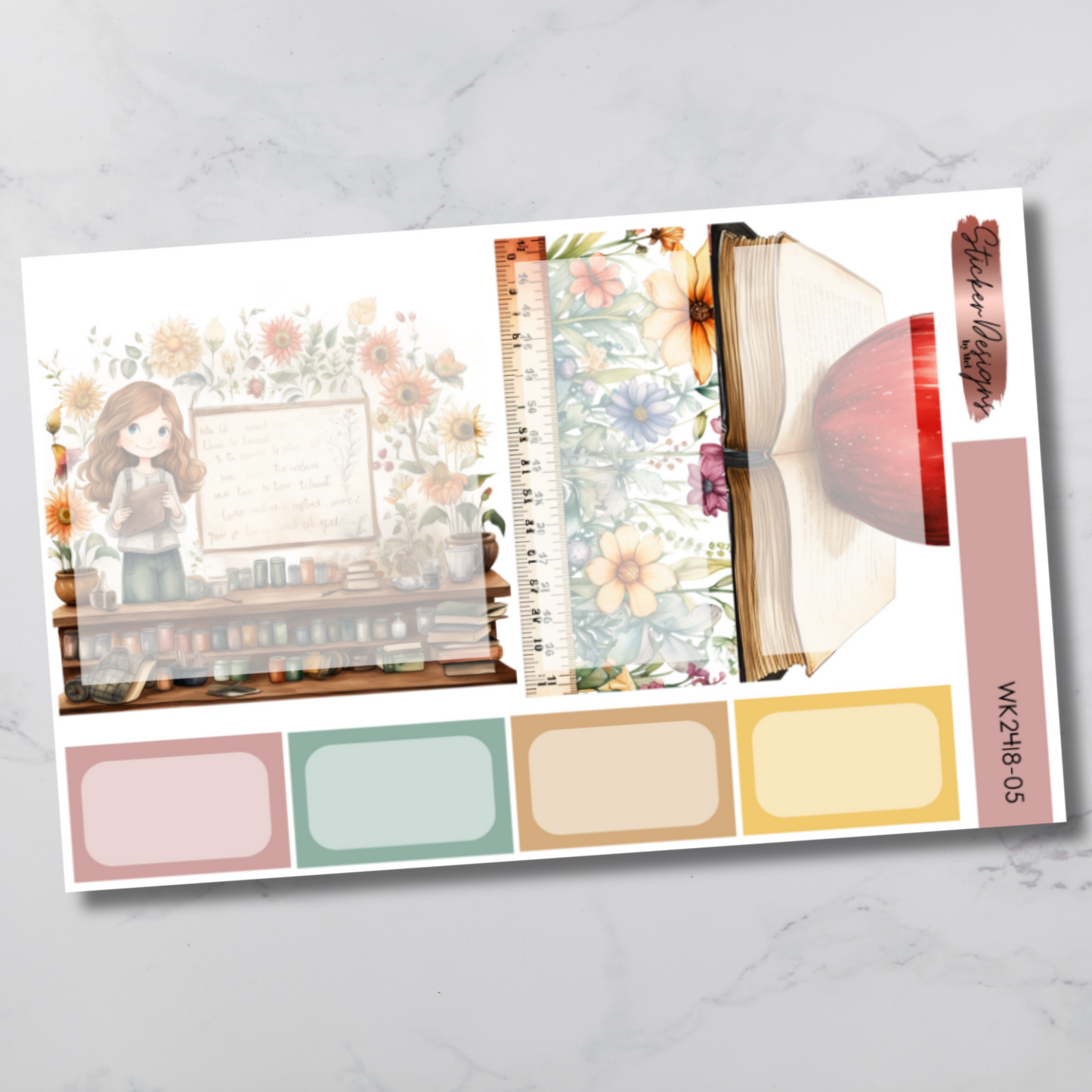 Weekly Kit 2418 - Watercolour Back to School - Vertical Layout