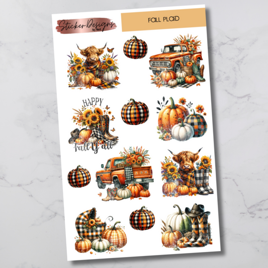 Fall Plaid Deco Sticker Sheet