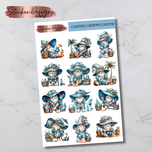 Lounging Grampa Gnome Deco Sticker Sheet