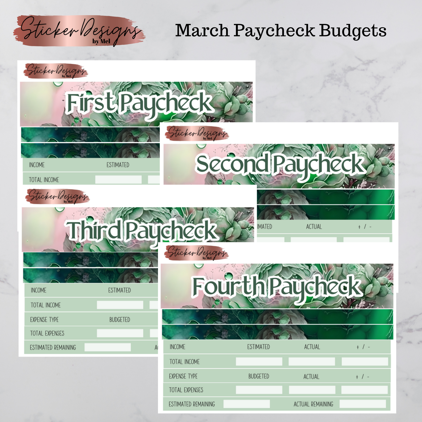 March 2024 Paycheck Budget Sheets