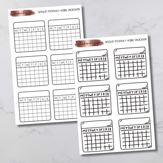 Single Monthly Habit Tracker Stickers