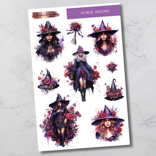 Floral Witches Deco Sticker Sheet