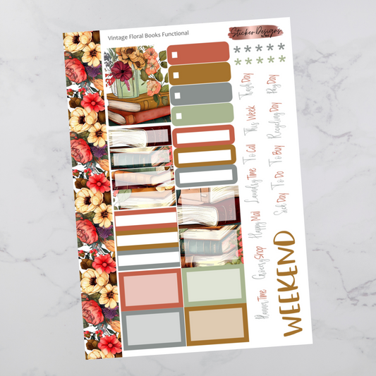 Vintage Floral Books - Functional Sheet