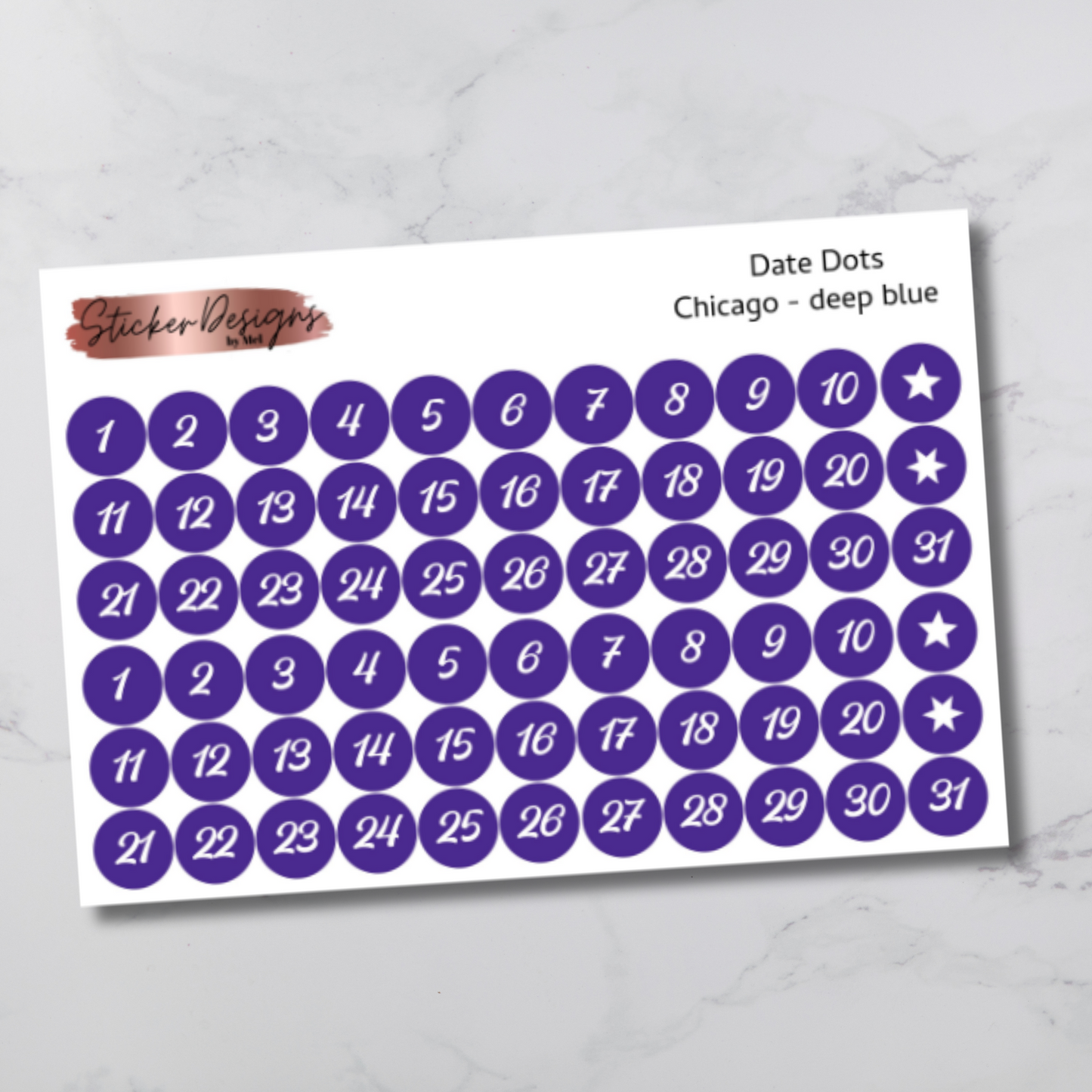 Date Dots Stickers - "Chicago" Font
