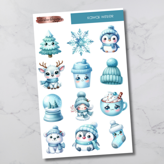Kawaii Winter Deco Sticker Sheet