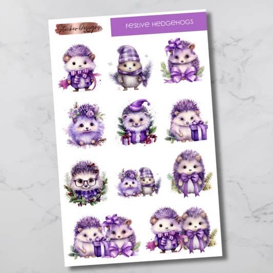 Festive Hedgehogs Deco Sticker Sheet