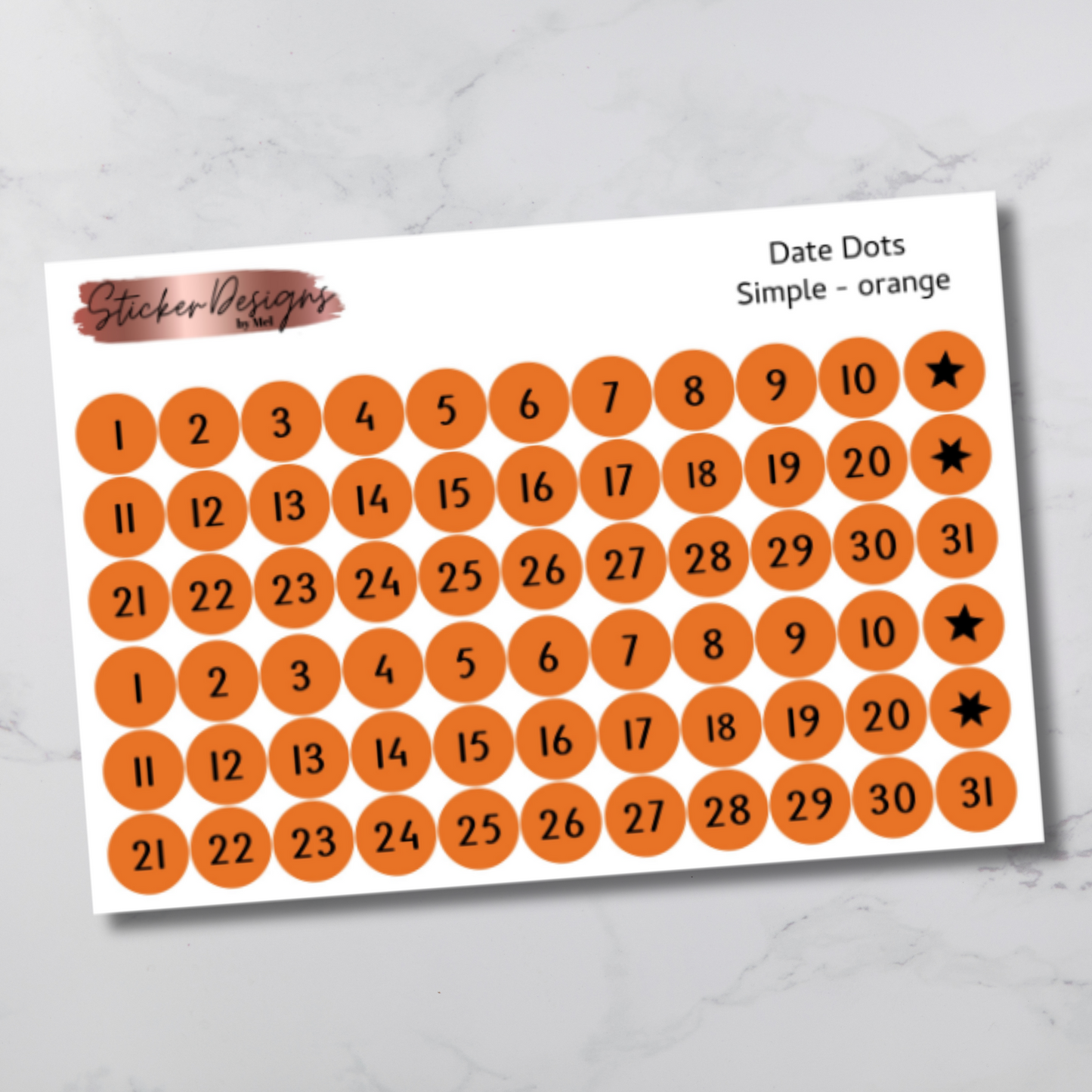 Date Dots Stickers - "Simple" Font