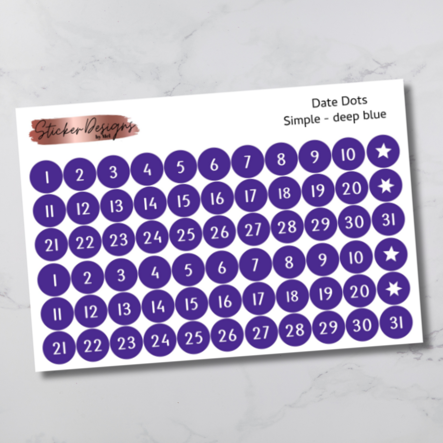 Date Dots Stickers - "Simple" Font