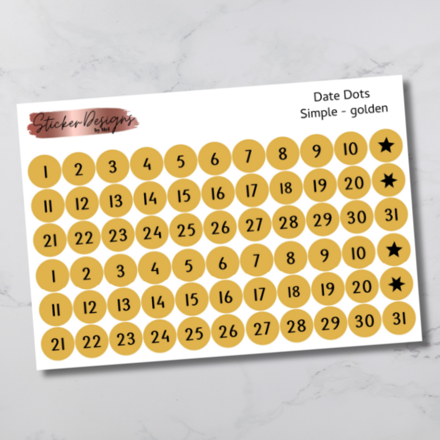 Date Dots Stickers - "Simple" Font