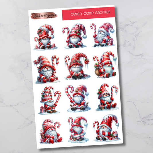 Candy Cane Gnomes Deco Sticker Sheet