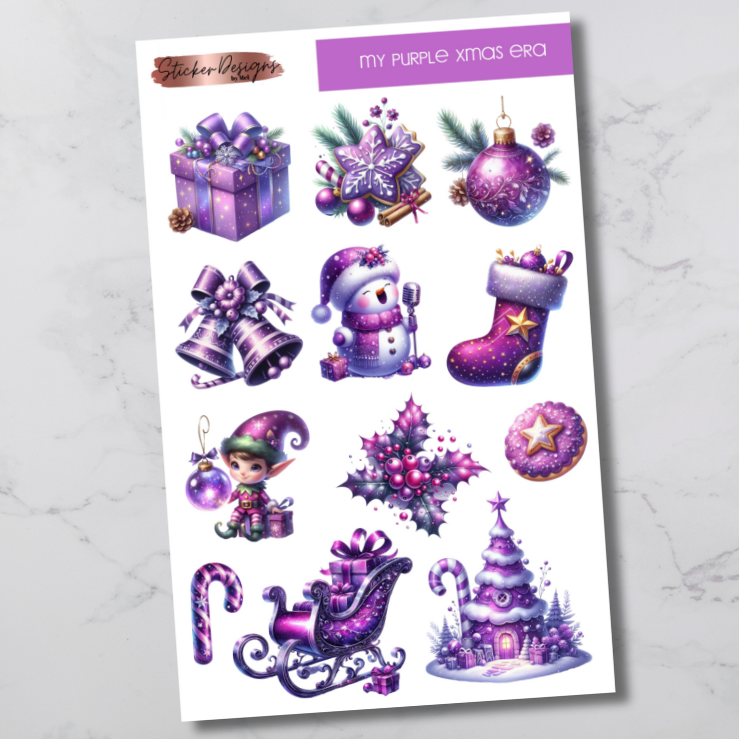 My Purple Xmas Era Deco Sticker Sheet