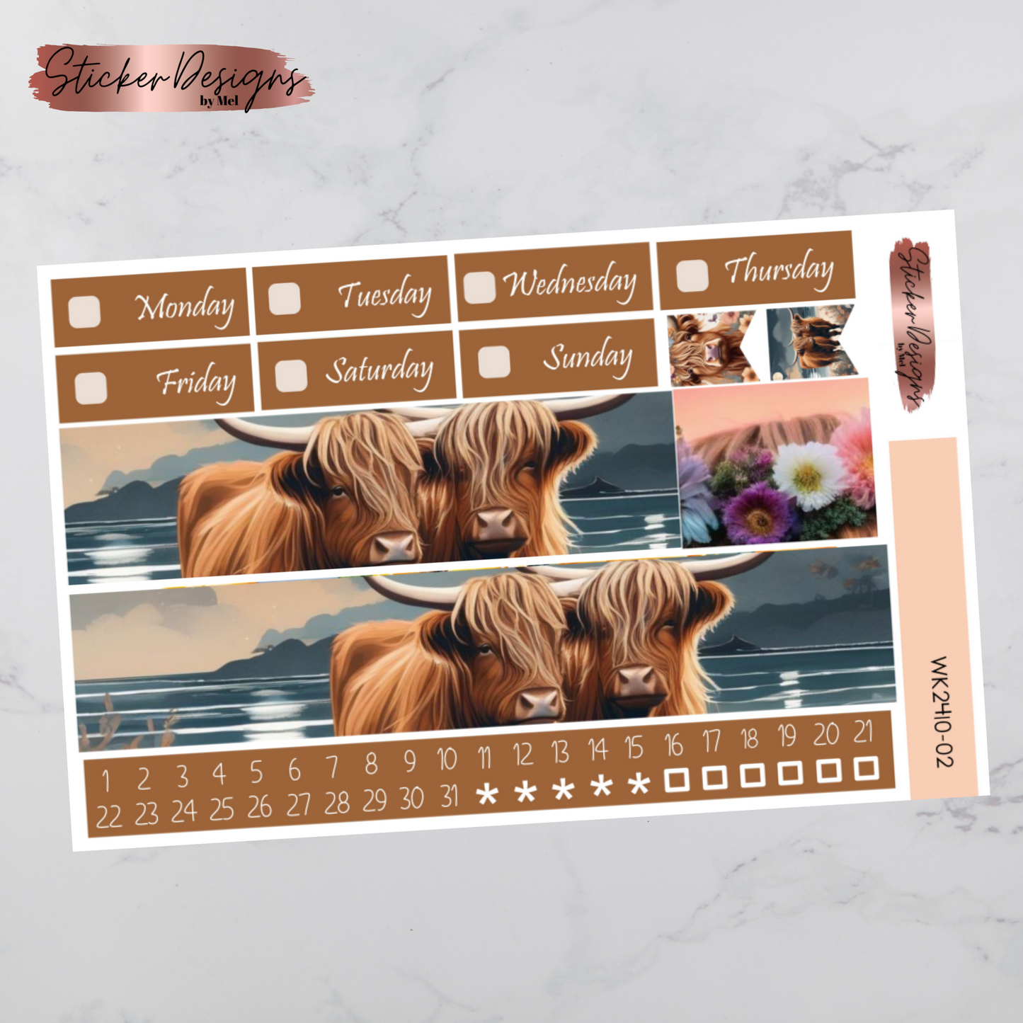 Weekly Kit 2410 - Highland Cow - Vertical Layout