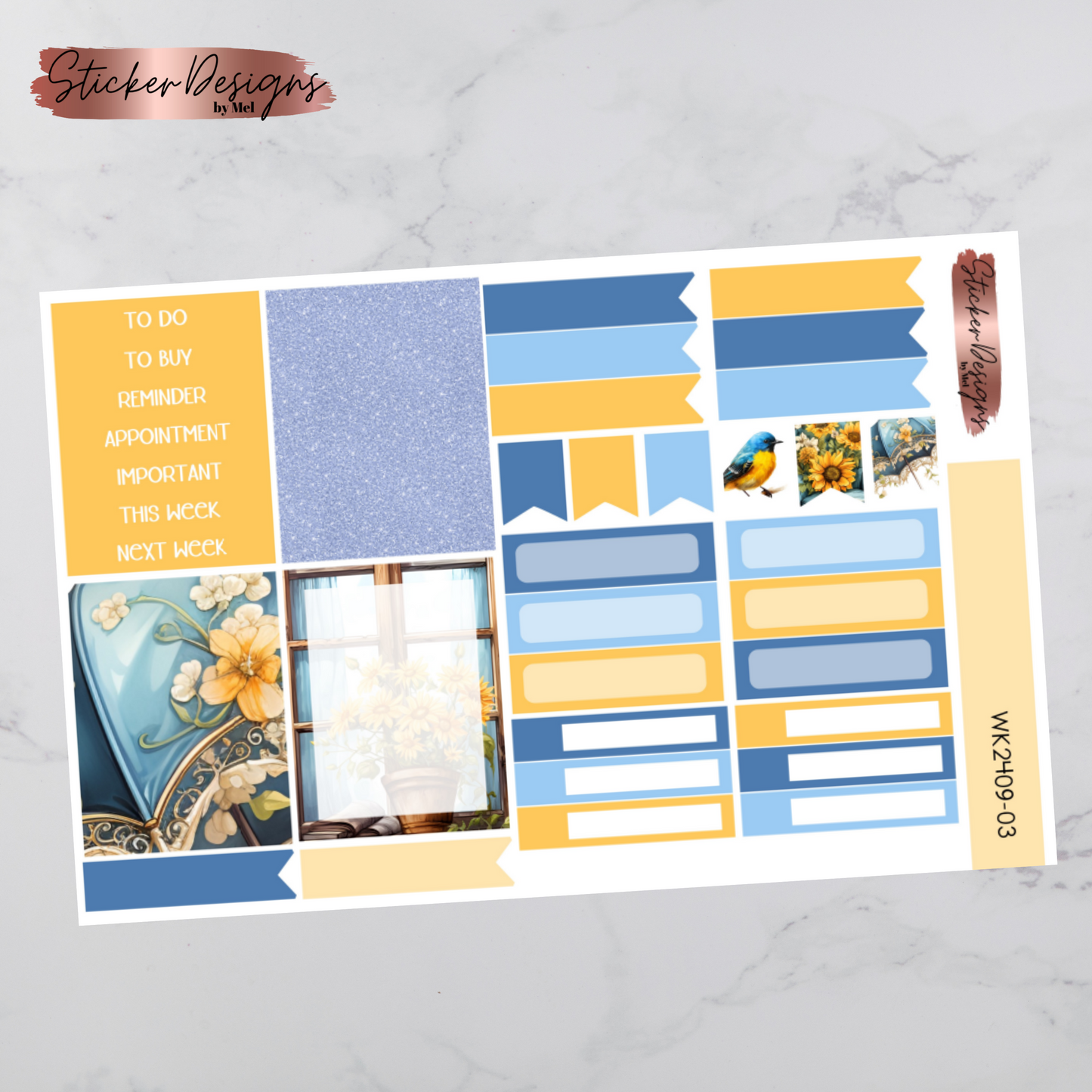 Weekly Kit 2409 - Sky Blue Spring - Vertical Layout