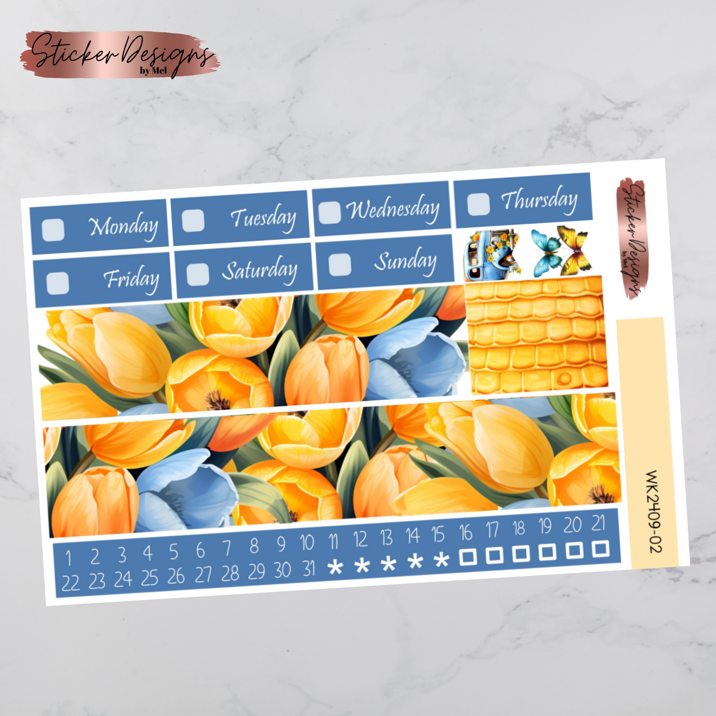Weekly Kit 2409 - Sky Blue Spring - Vertical Layout