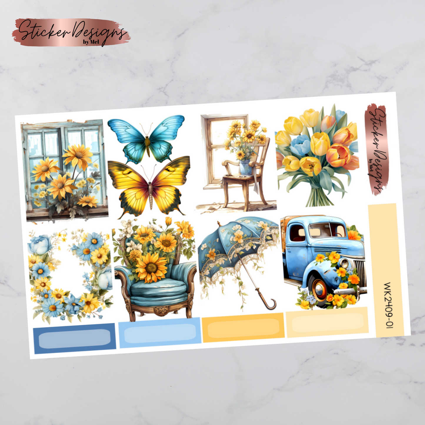 Weekly Kit 2409 - Sky Blue Spring - Vertical Layout