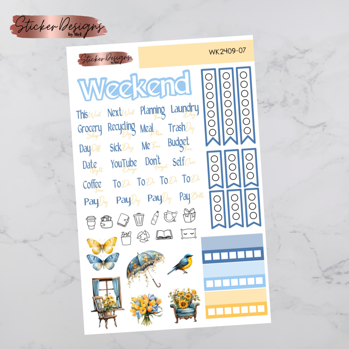 Weekly Kit 2409 - Sky Blue Spring - Vertical Layout