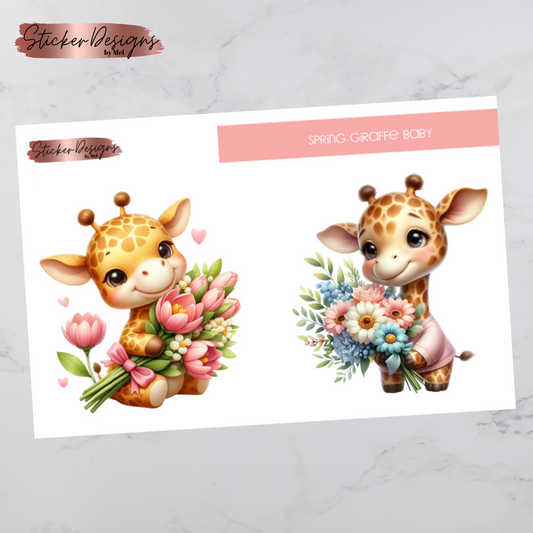 Spring Baby Giraffe - Jumbo - Deco Sticker Sheet