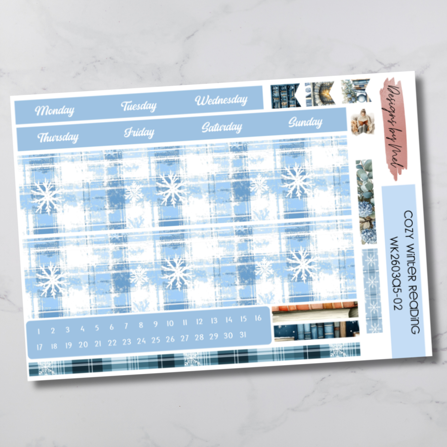 Weekly Kit 2603 - Cozy Winter Reading - Sterling Ink A5