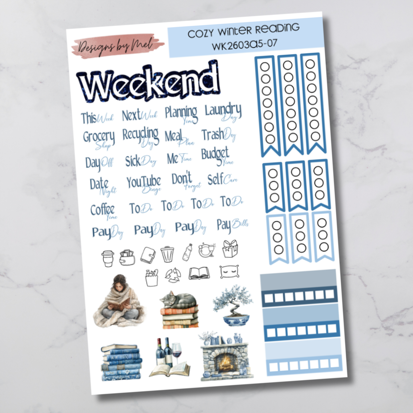 Weekly Kit 2603 - Cozy Winter Reading - Sterling Ink A5