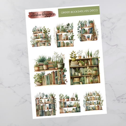 Green Bookshelves - Deco Stickers