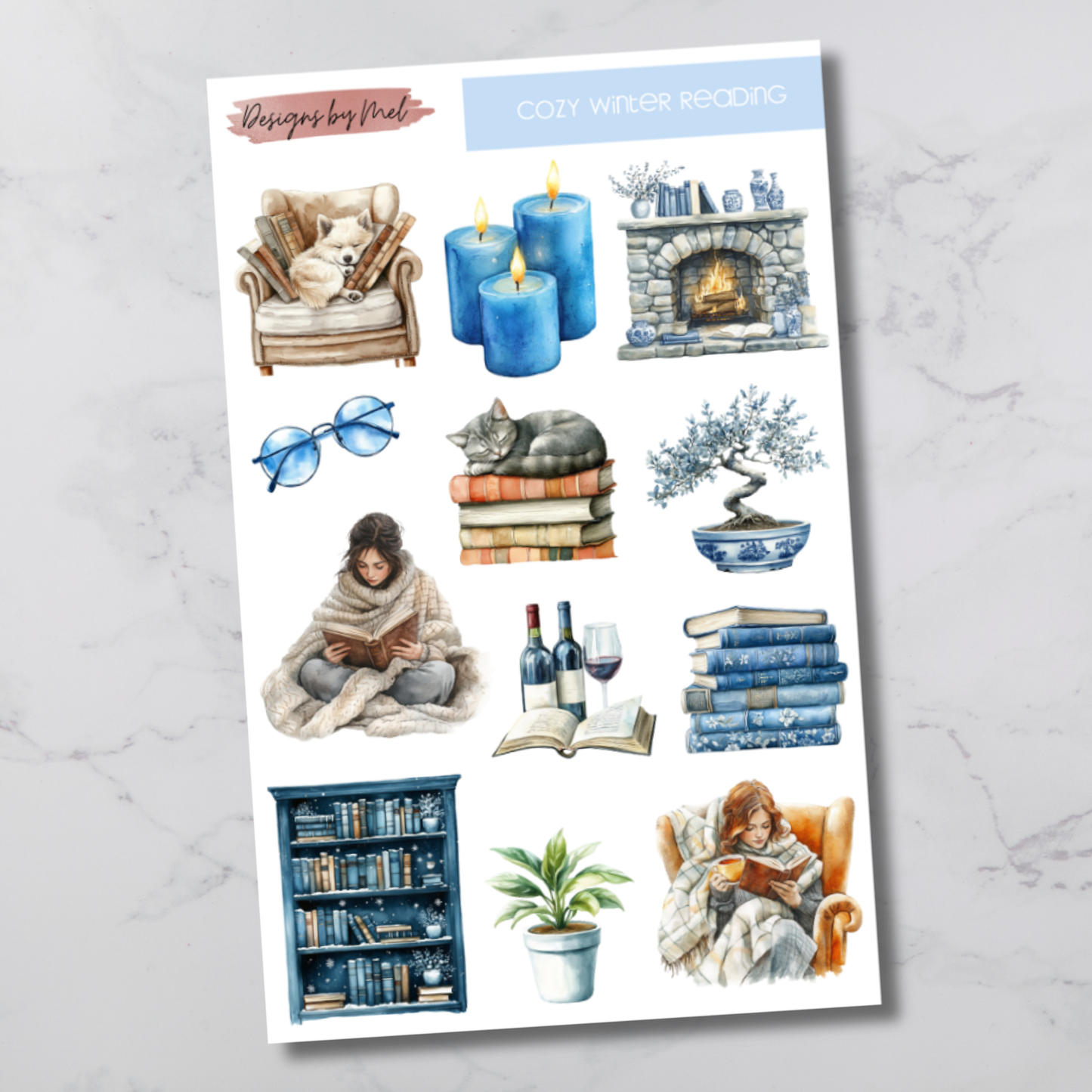 Cozy Winter Reading Deco Sticker Sheet