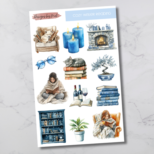 Cozy Winter Reading Deco Sticker Sheet