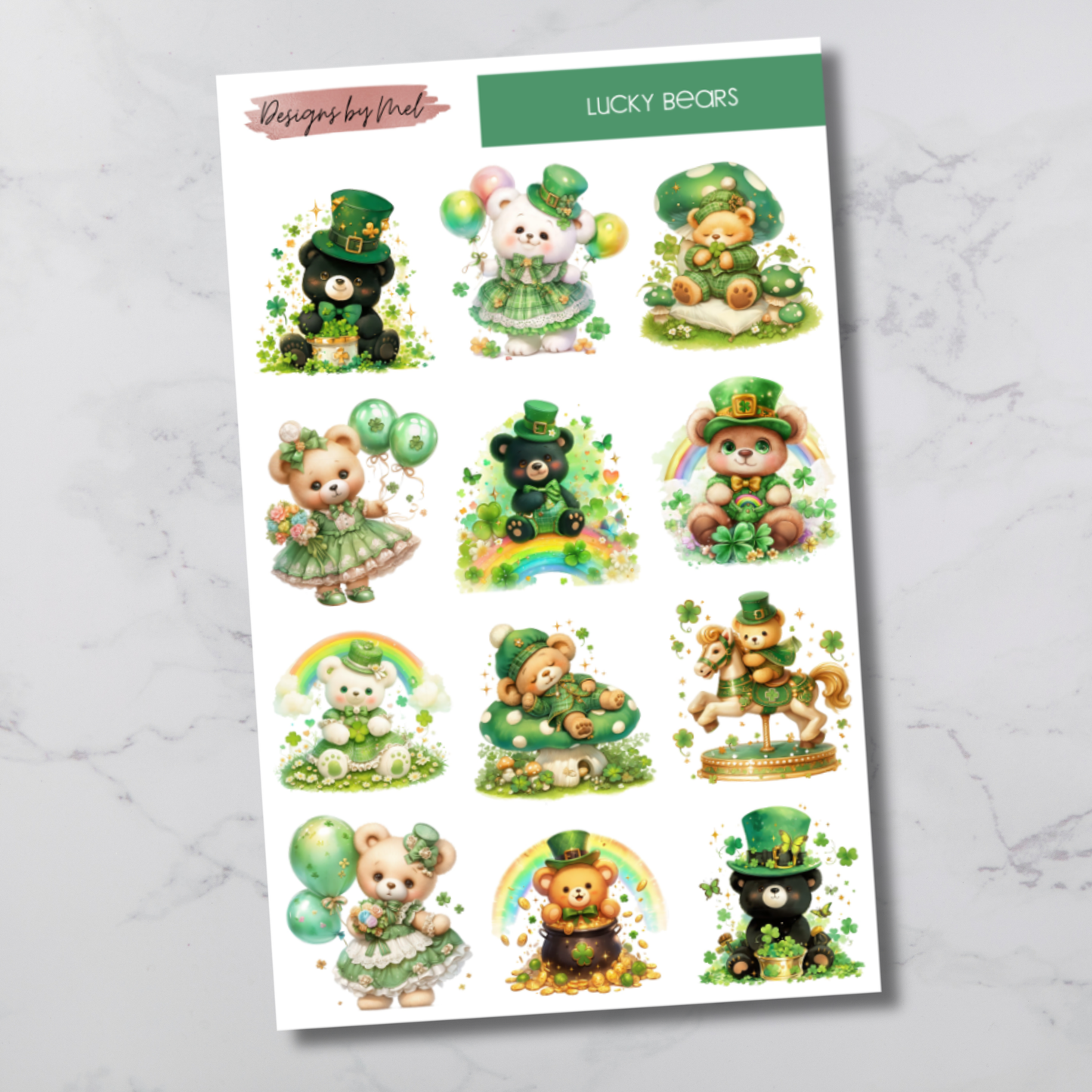 Lucky Bears Deco Sticker Sheet