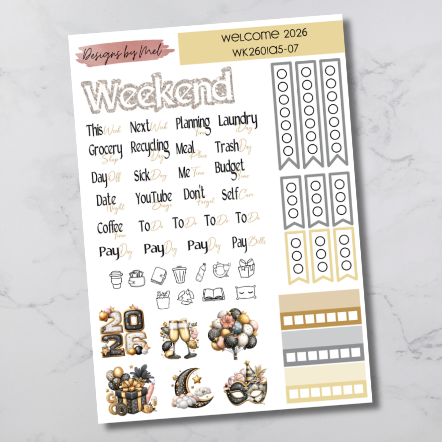 Weekly Kit 2601 - Welcome 2026 - Sterling Ink A5