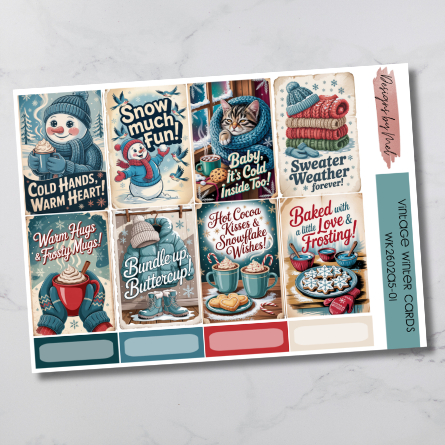 Weekly Kit 2602 - Vintage Winter Cards - Sterling Ink A5