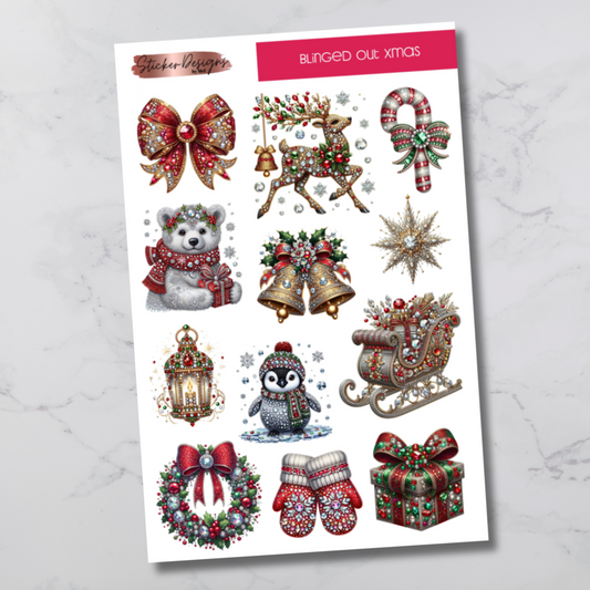 Blinged Out Xmas Deco Sticker Sheet