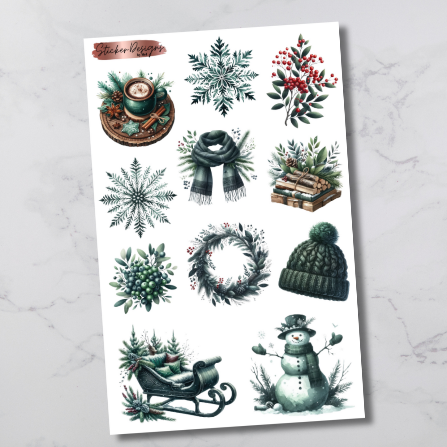 Pine Forest Winter Deco Sticker Sheet A