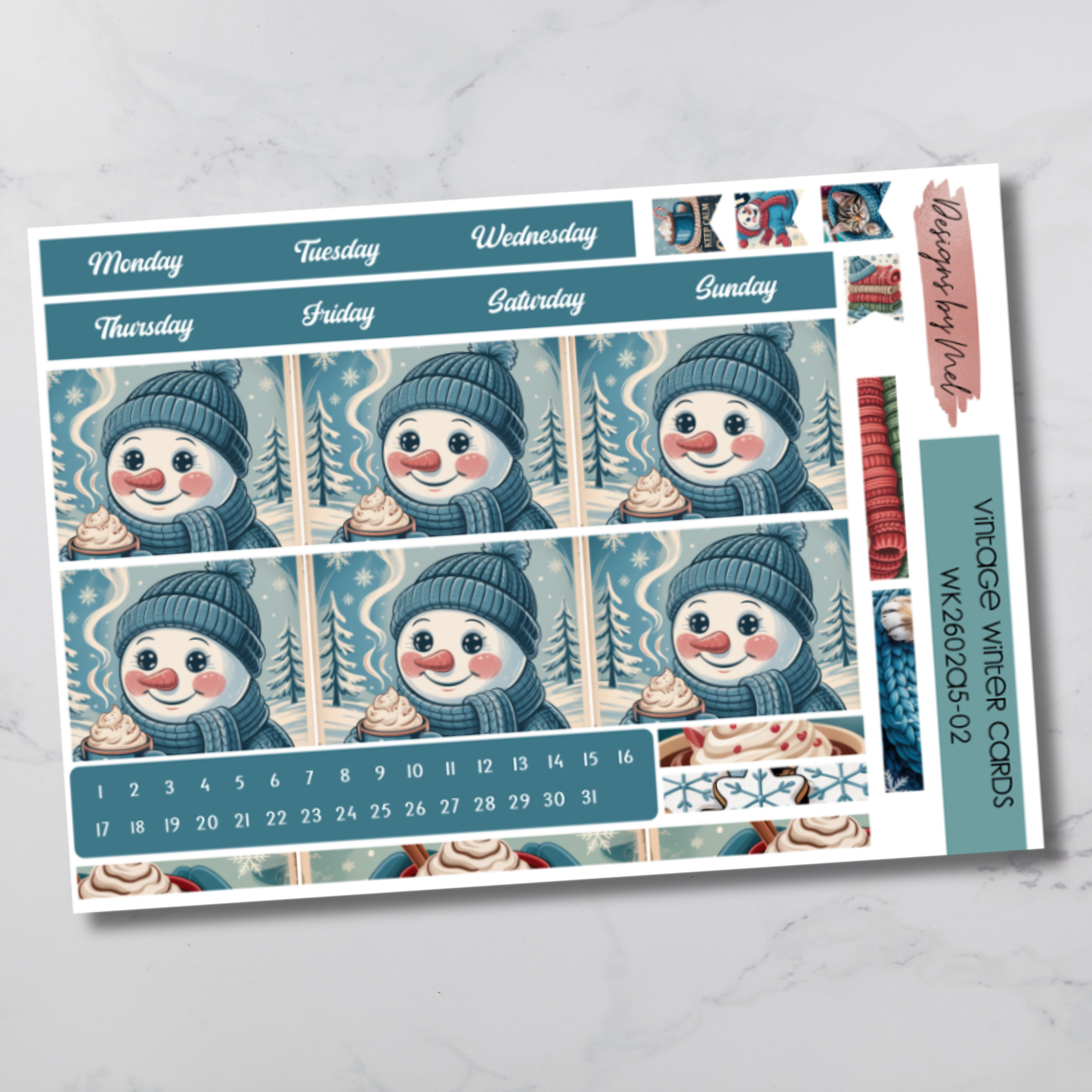 Weekly Kit 2602 - Vintage Winter Cards - Sterling Ink A5