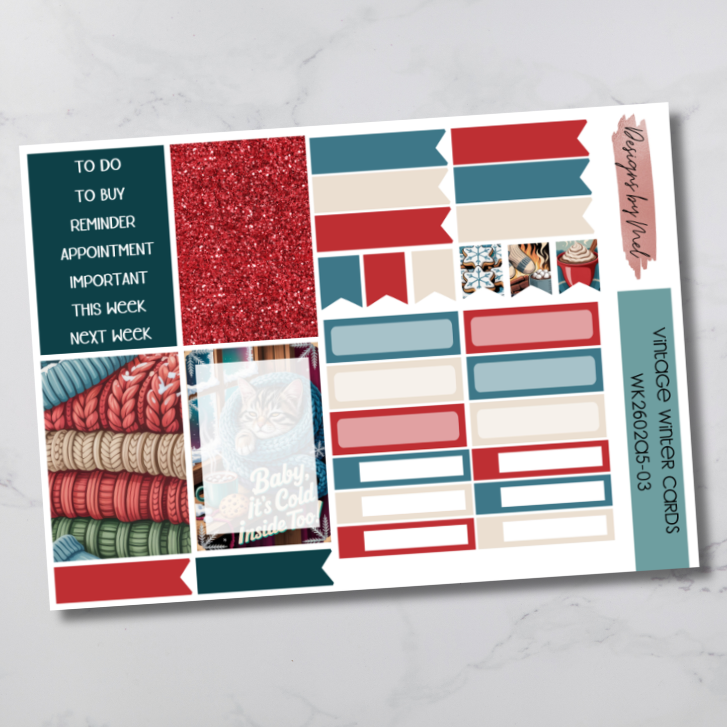 Weekly Kit 2602 - Vintage Winter Cards - Sterling Ink A5