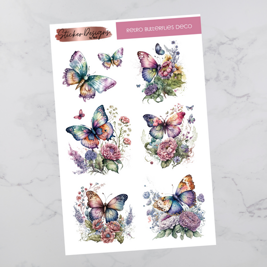 Retro Butterflies  - Deco Stickers